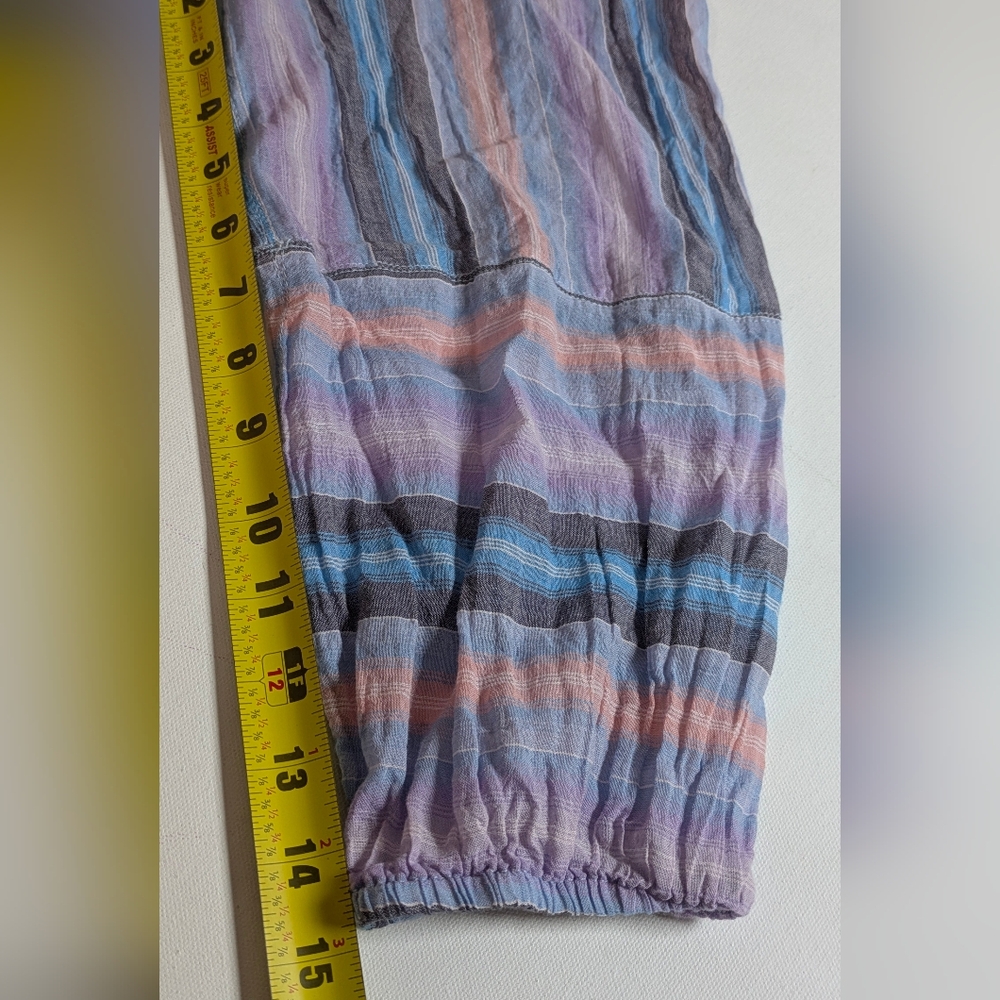 Lane Bryant Women Blue Multicolor Raglan Sleeve Striped Blouse Top Size 16 Lined - Picture 10 of 11